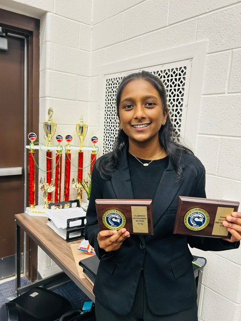 Sahasra holding two symphonic band awards