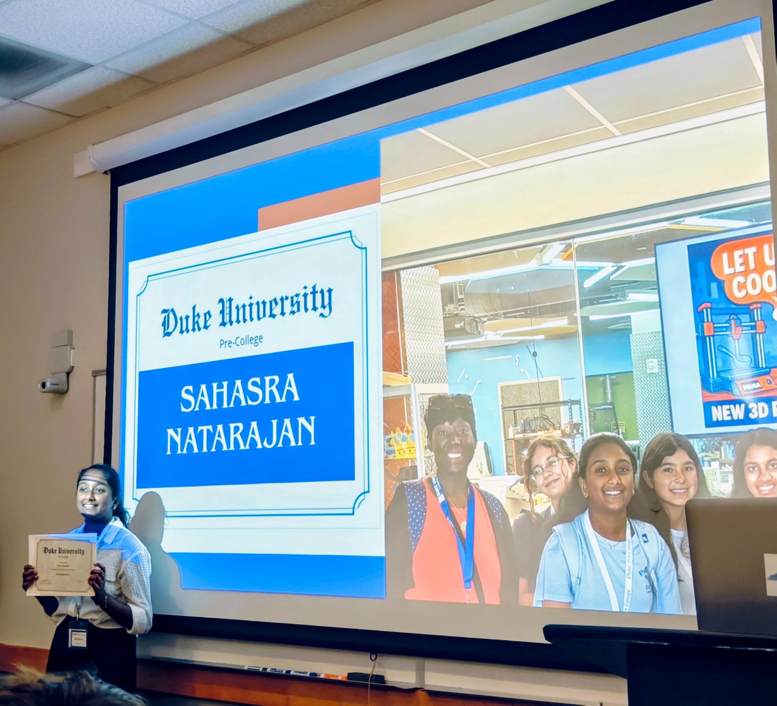 Duke University Pre-College certificate presentation